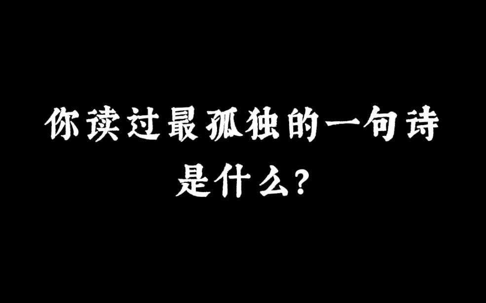 “飘飘何所似,天地一沙鸥” | 你读过最孤独的一句诗是什么?哔哩哔哩bilibili