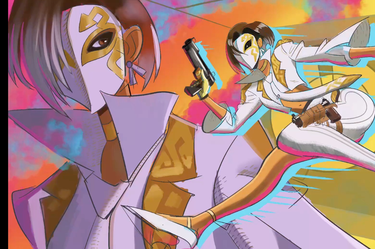 【原画】堡垒之夜西装女绘画过程