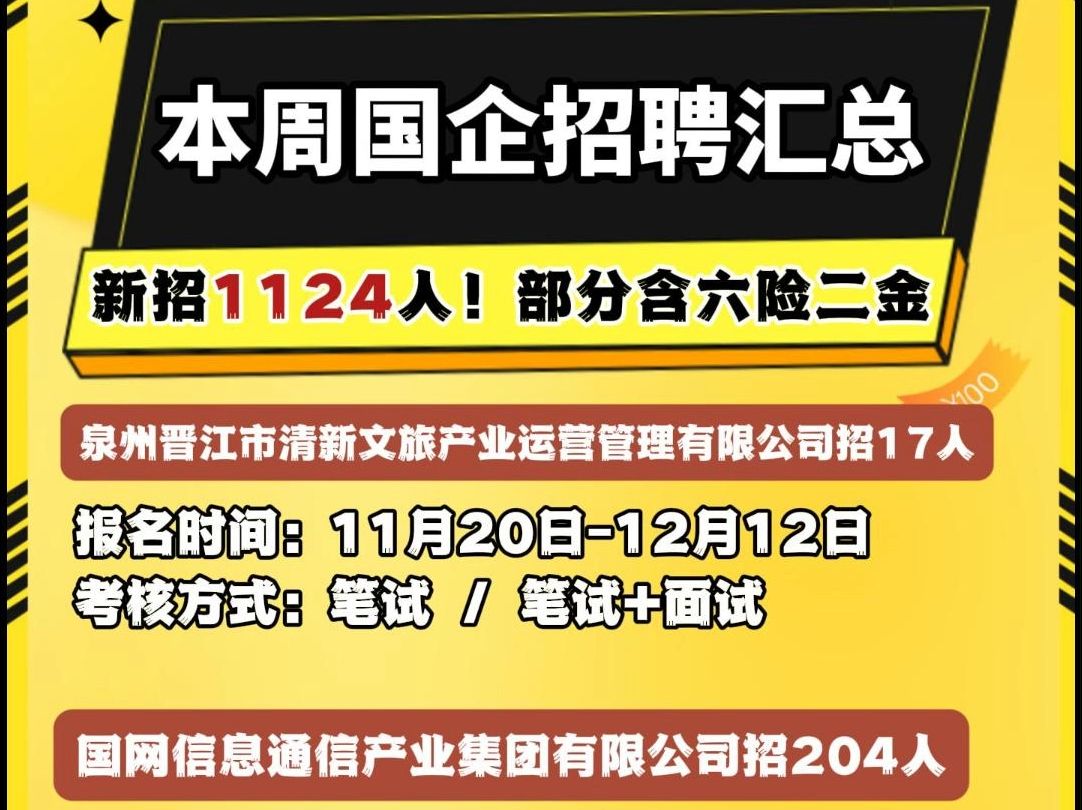 月底福建国企公告汇总!招录1124人!快报名!哔哩哔哩bilibili