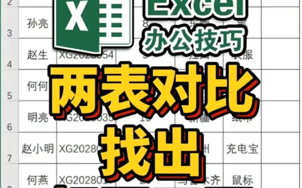 [图]两表对比找不同、跨表找相同不同、表格办公