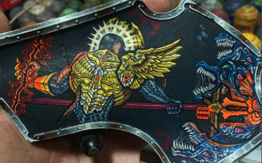 战锤40000 军阀泰坦 二号机 肩甲手绘 目前进度 图片过程 记录