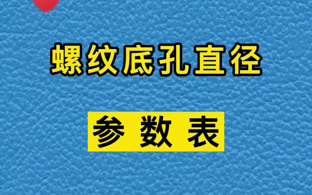 螺纹底孔直径参数表哔哩哔哩bilibili