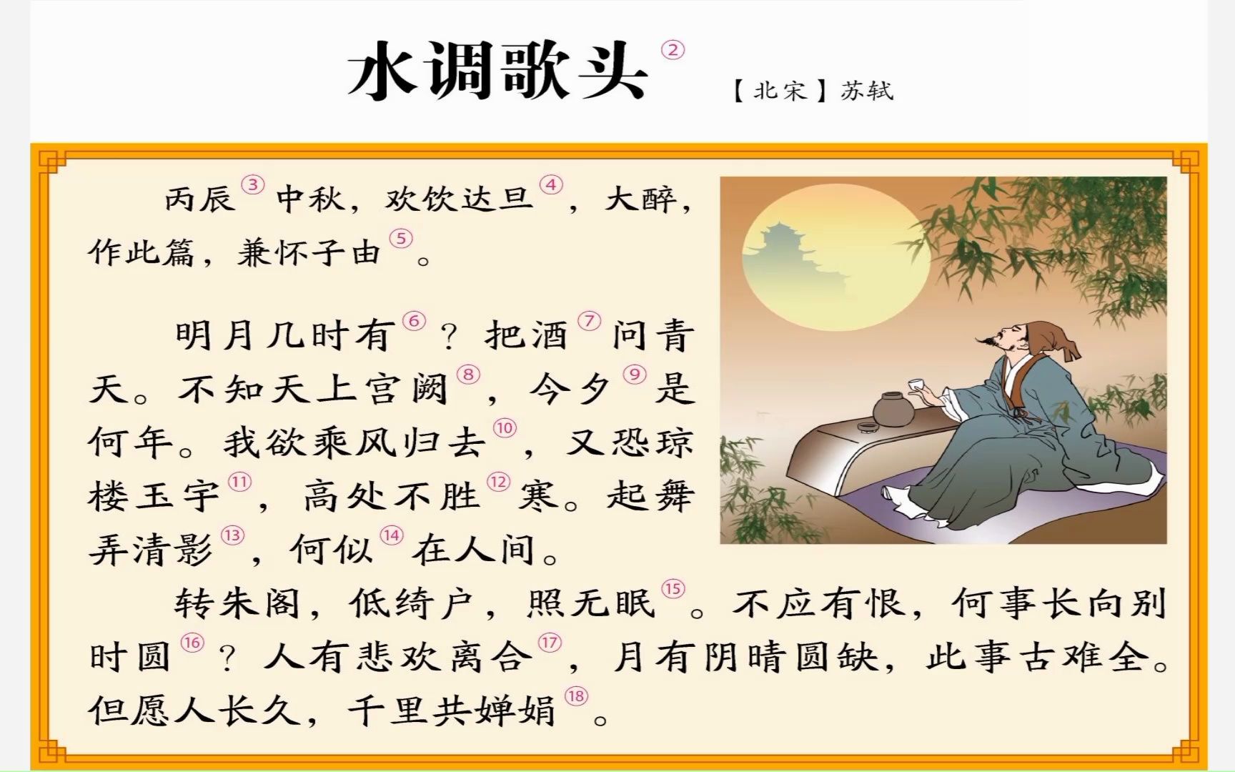 初中生常用古诗词(67)水调歌头(明月几时有)