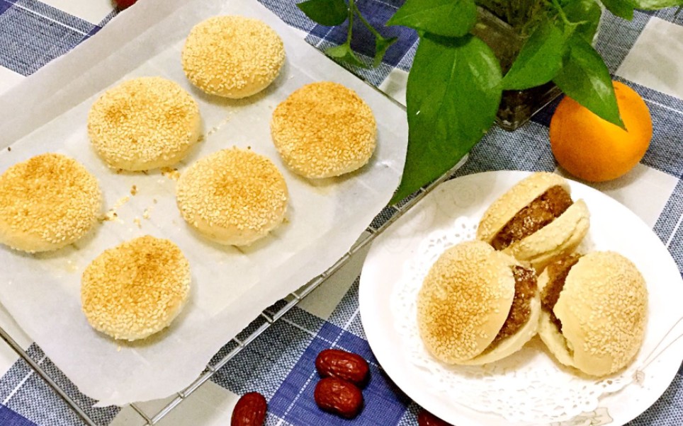 福州传统小吃芝麻光饼,外酥里嫩,香气扑鼻,百吃不腻