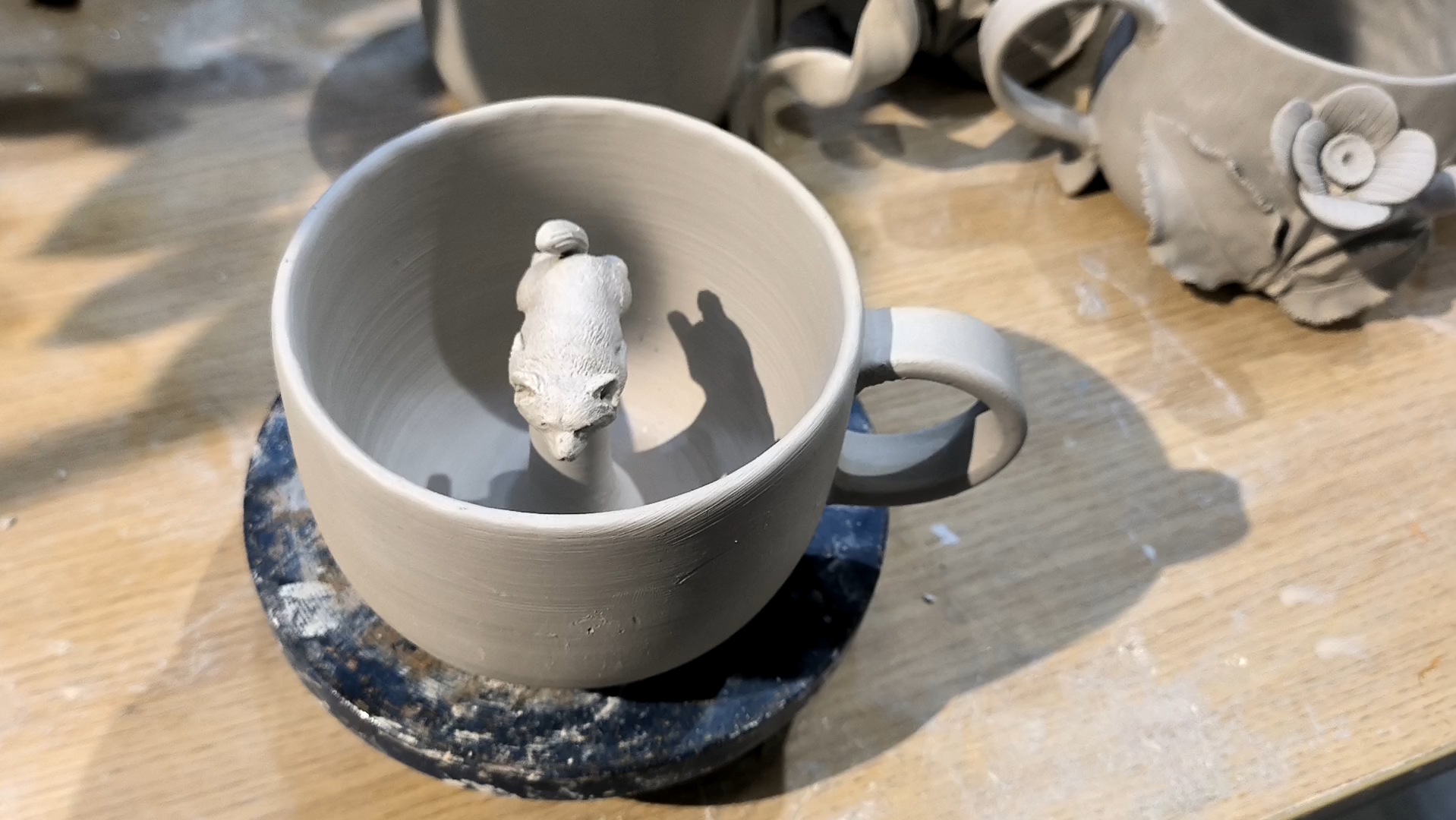 今日手工陶艺杯子之雪狐狸杯杯.