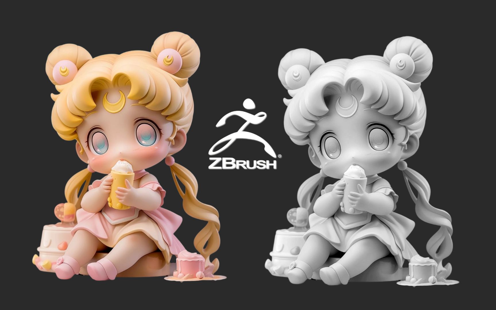 【zbrush雕刻】q版水冰月手办模型雕刻,新手也能学会的手办教程
