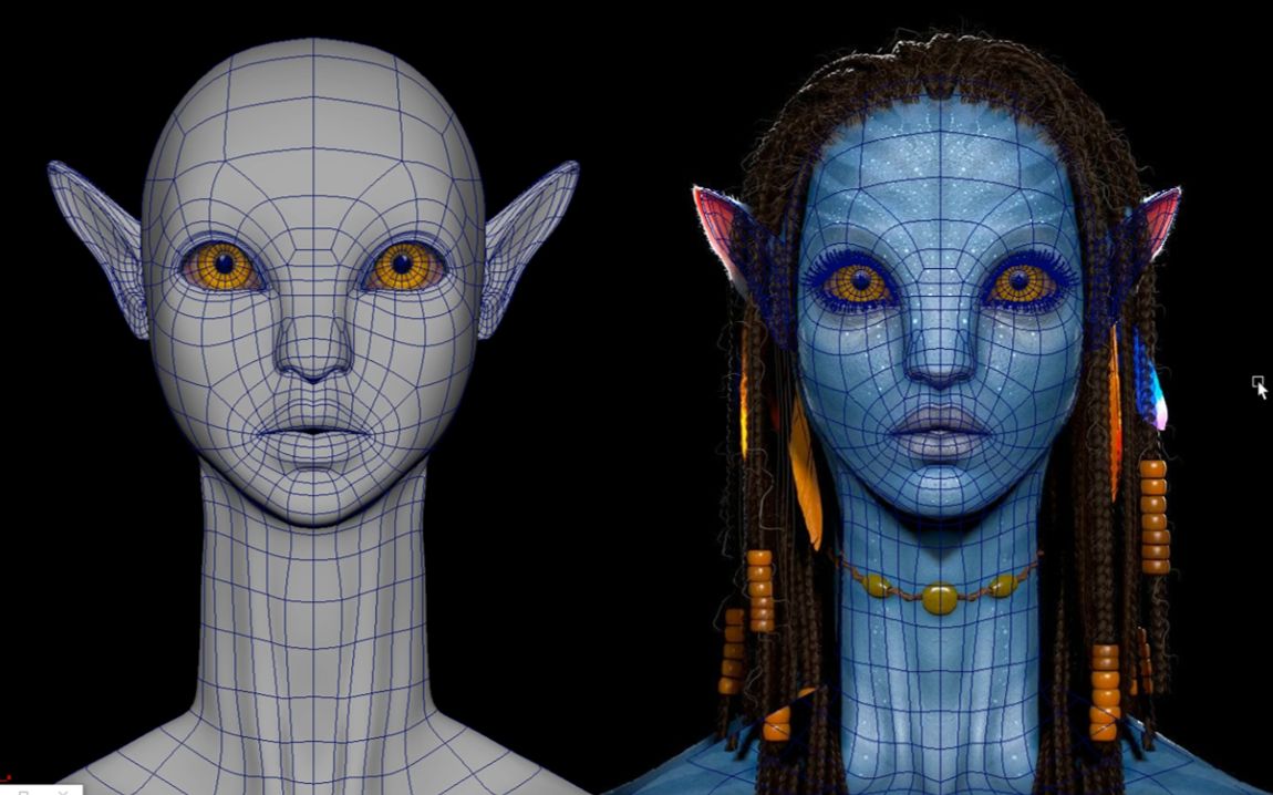 【maya人物建模】3d影视人物阿凡达角色建模,超详细头部模型布线