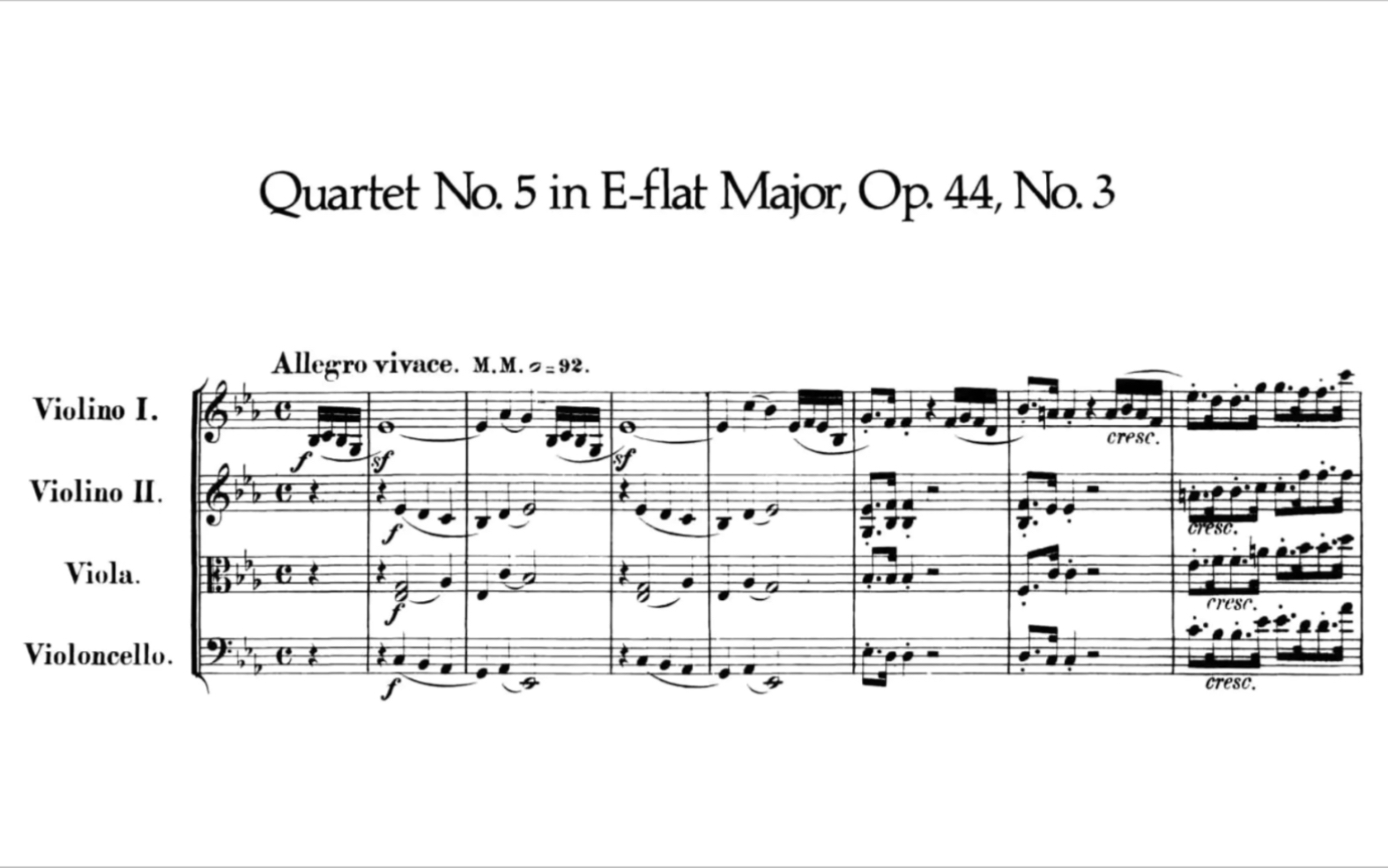 [图]【总谱】 门德尔松 Mendelssohn - 第五弦乐四重奏 String Quartet No. 5 in E-flat major Op. 44 No.3