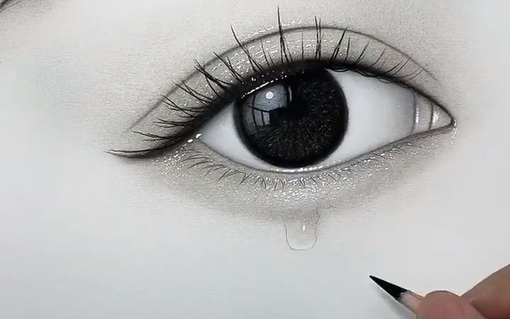 流泪的眼睛简单画法图片