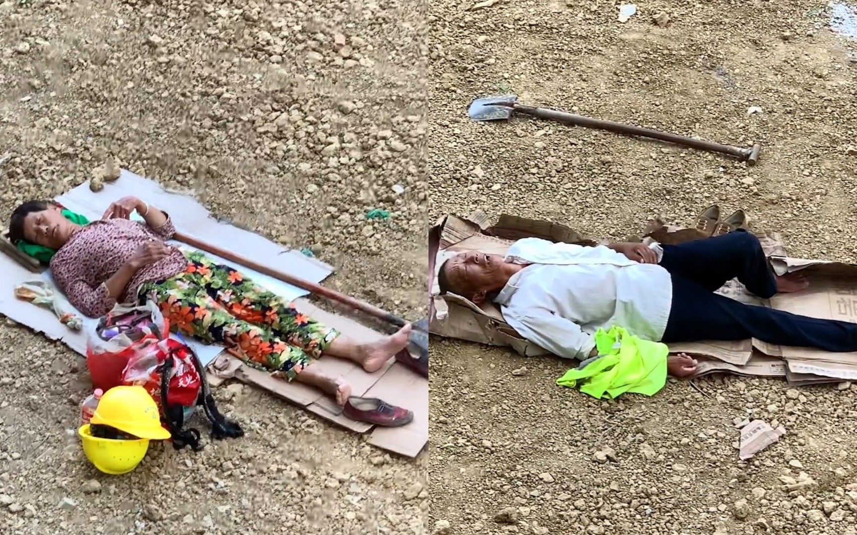 高温下农民工打地铺睡觉,环境令人心酸,网友:这就是普通人的生活
