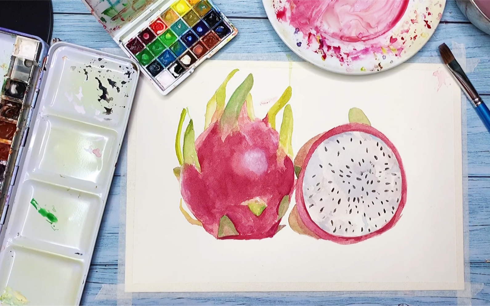 火龙果水彩画教程