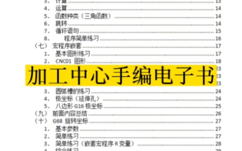 加工中心编程,CNC操机,机加工!这一本电子书非常适合目前正在从事cnc,或者正想从事cnc的朋友们哔哩哔哩bilibili