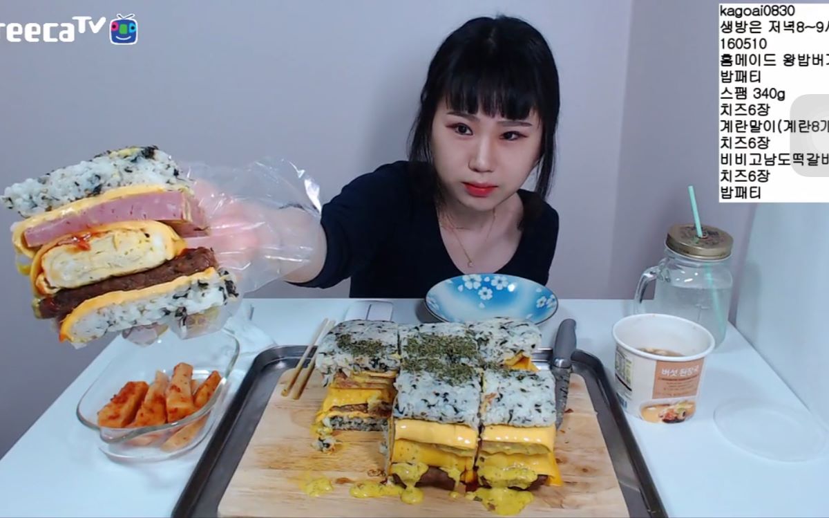 韩国吃播吃播剪说话正常速度2倍速度大胃王弗朗西斯卡吃巨型米堡