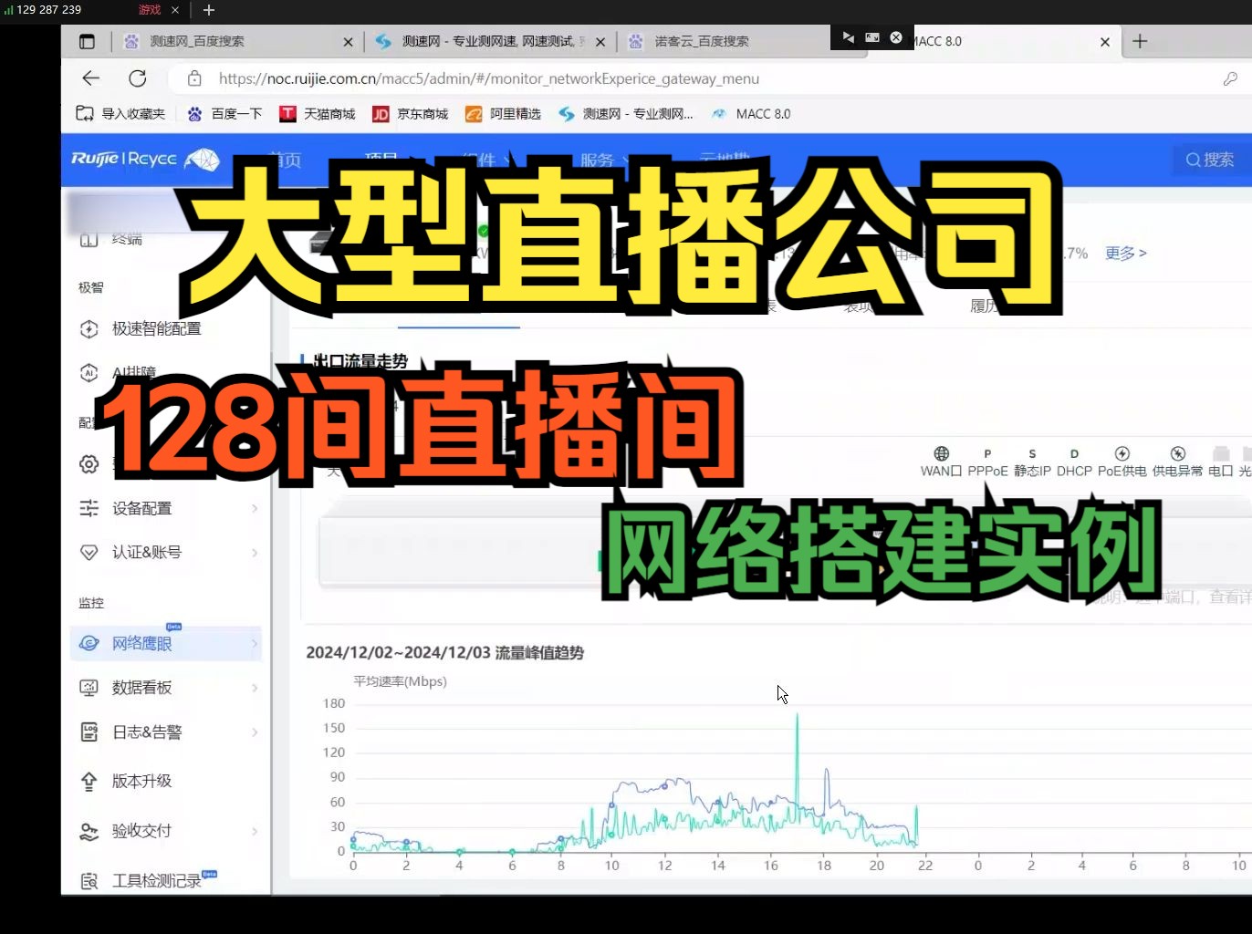 大型直播公司128间直播间网络搭建
