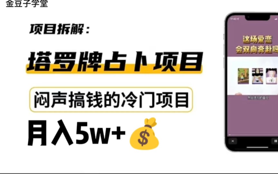 塔罗牌占卜项目,闷声搞钱的冷门项目,月入5w+哔哩哔哩bilibili