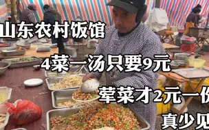 Video herunterladen: 山东农村饭店，4菜一汤只要9元，荤菜才2元一份，物价真感人