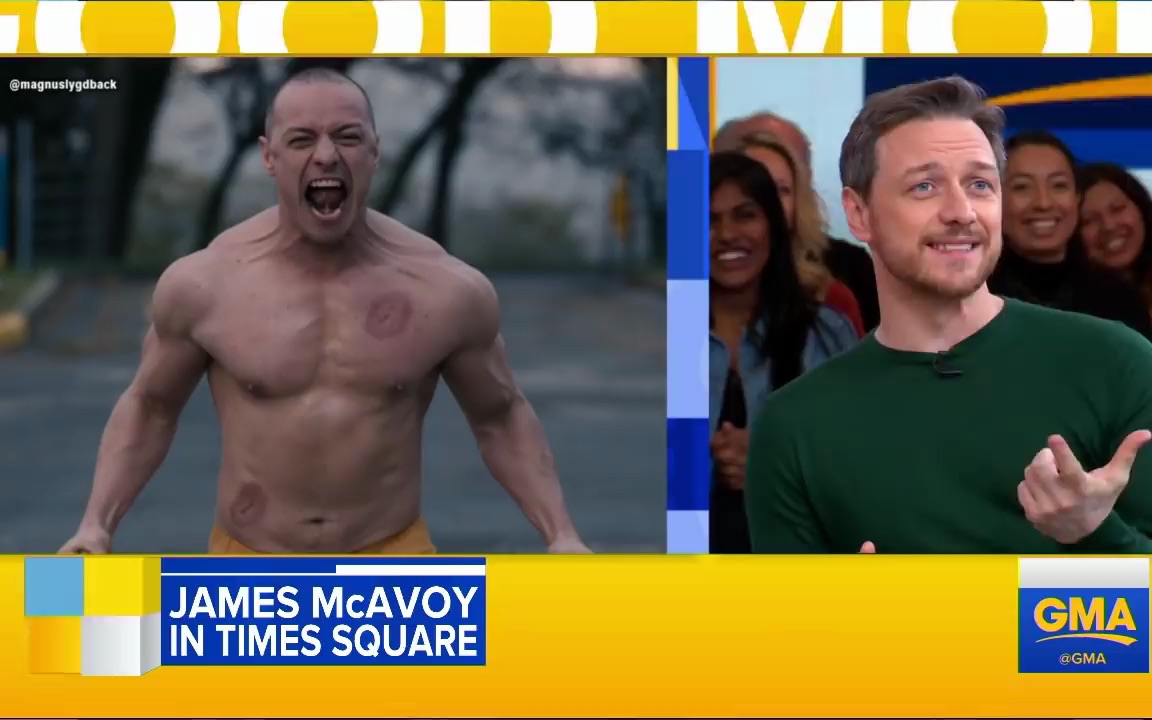 詹姆斯ⷩ𚦥ᦲƒ伊|玻璃先生宣传期间|James McAvoy on 'GMA'哔哩哔哩bilibili