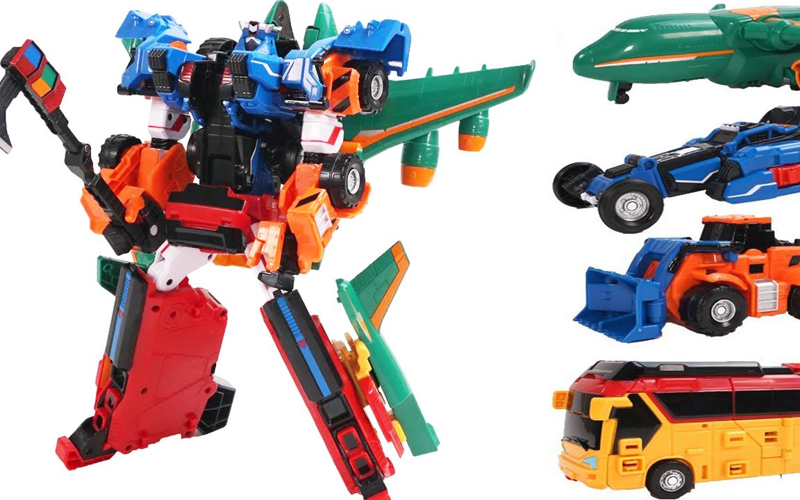 酷托宝战士4合1变形汽车机器人终极形态合体出动吧