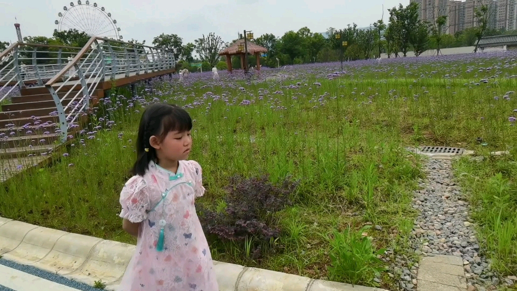 [图]这妞有点感冒发烧，还非要去游乐场玩，从摩天轮上下来后，带她来看花，硬是提不起一点精神，赶紧回家。