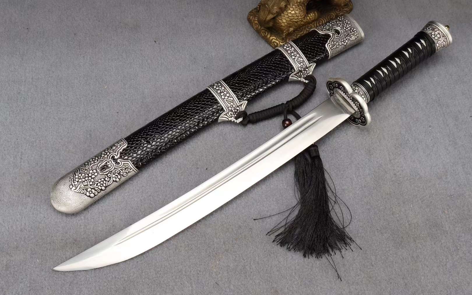 龙泉刀剑系列雁翎小腰刀.14寸65锰钢手工锻打.通体血槽设计.