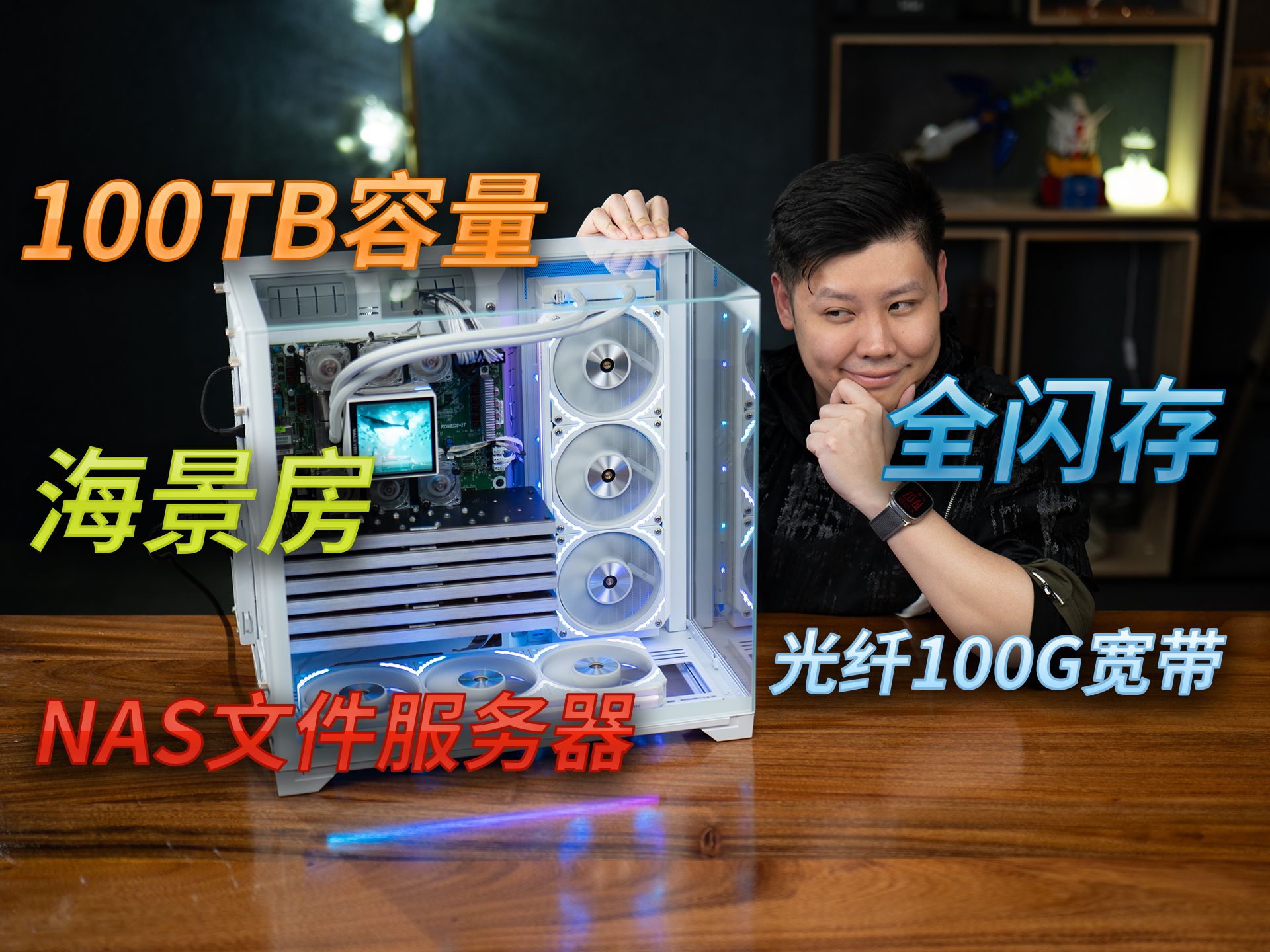 组装一台100TB全闪存100G光纤网络海景房幻彩RGB文件服务器【翼王】