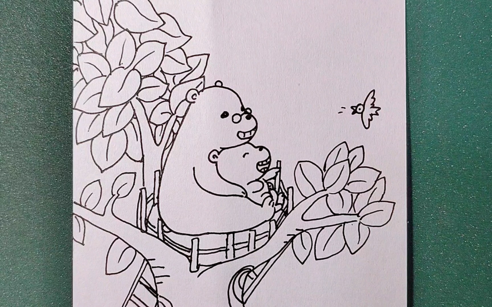 (温馨的插画)爷爷陪着小熊看风景