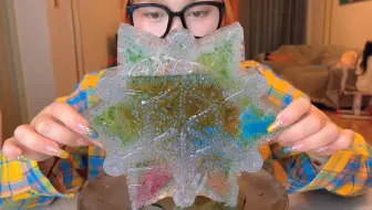 吃冰达人大挑战之超大雪花空心冰，越来越专业了有木有
