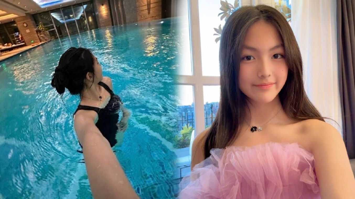 14岁王诗龄罕见晒泳装照,身材纤瘦锁骨迷人,真的是女大十八变