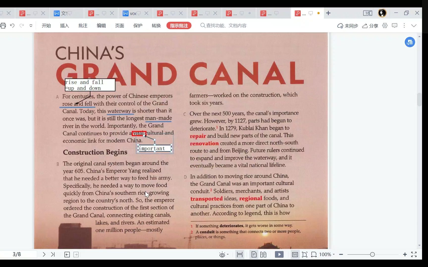 [图]Reading Explorer 3 - Unit 8 A - CHINA'S GRAND CANAL 文本讲解