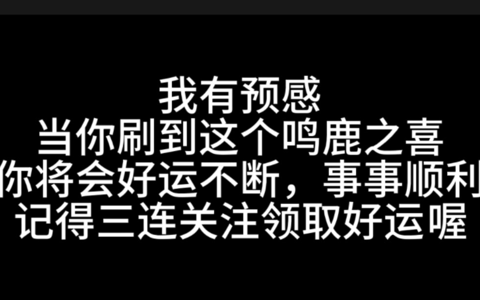 刷到鸣鹿之喜,祝你在接下来的日子里一鸣惊人,事事顺利,记得关注许愿喔哔哩哔哩bilibili