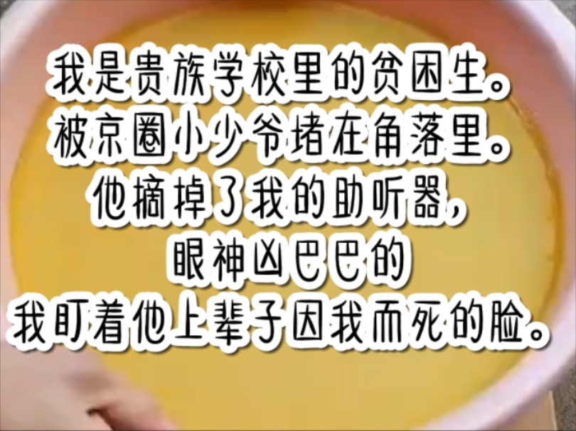 我是贵族学校里的贫困生.被京圈小少爷堵在角落里.他摘掉了我的助听器,眼神凶巴巴的我盯着他上辈子因我而死的脸.哔哩哔哩bilibili