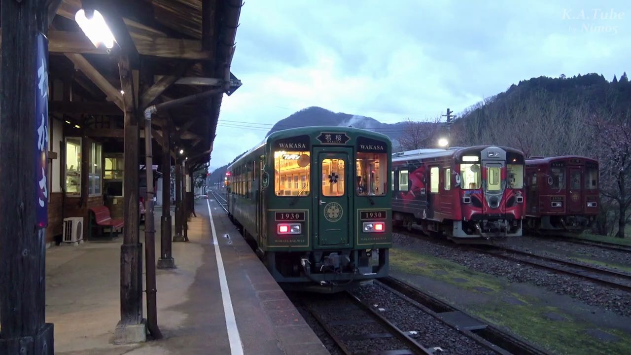 [图]【鉄道のある風景】若桜鉄道 花日和じゃ,濡れてまいろう (29-Mar-2020)