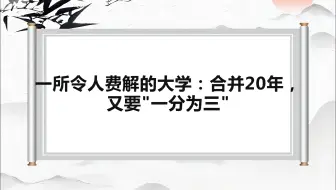 一所令人费解的大学：合并20年，又要”一分为三“
