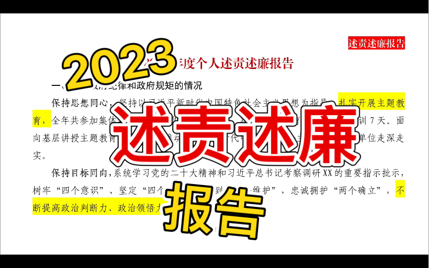 2023年个人述责述廉报告(全文)哔哩哔哩bilibili