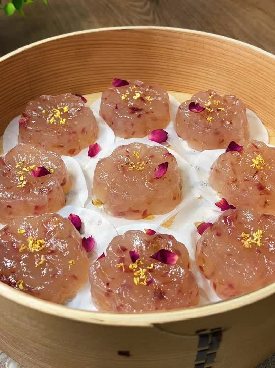 用西米就能做出冰皮质感的玫瑰糕,q弹劲道