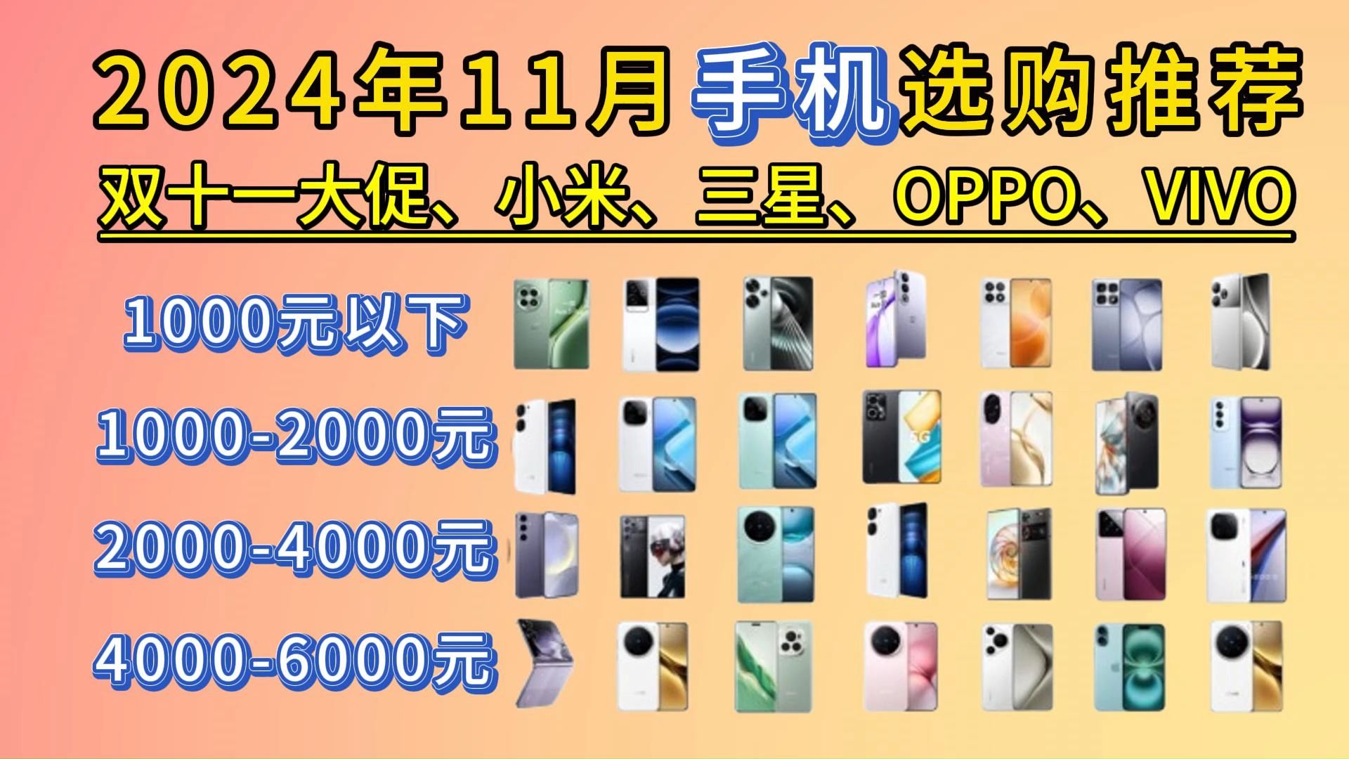 【双十一手机汇总清单&闭眼可入】2024年11月高性价比手机选购攻略推荐! | 精选26款10006000元各价位段手机推荐 | 看这一篇干货就够了!哔哩哔哩...