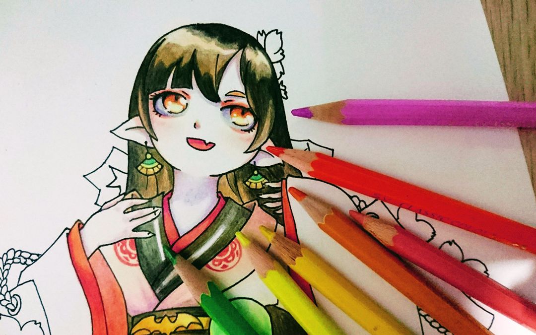 【彩铅】 云樱缀玉 - 阴阳师,跳跳妹妹新皮肤