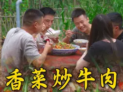 Descargar video: 香菜牛肉这样炒真是好吃到爆，不止是表妹兄弟们也馋这口好久了#家乡大锅煮出人间美味#香菜牛肉#农家饭能有多好吃