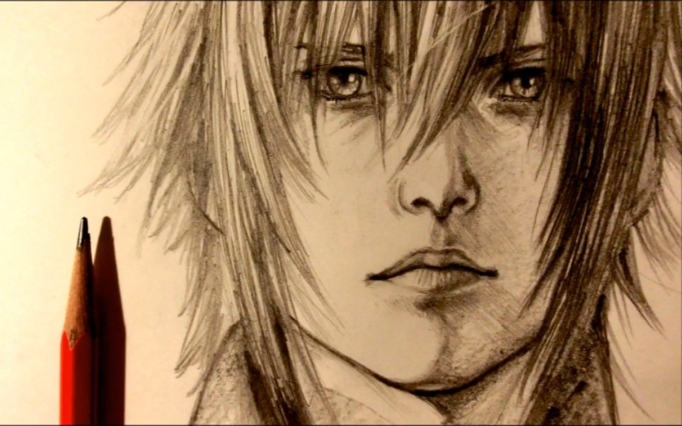 【elk 助眠】绘画的声音|素描《最终幻想》人物角色诺克提斯_哔哩哔哩