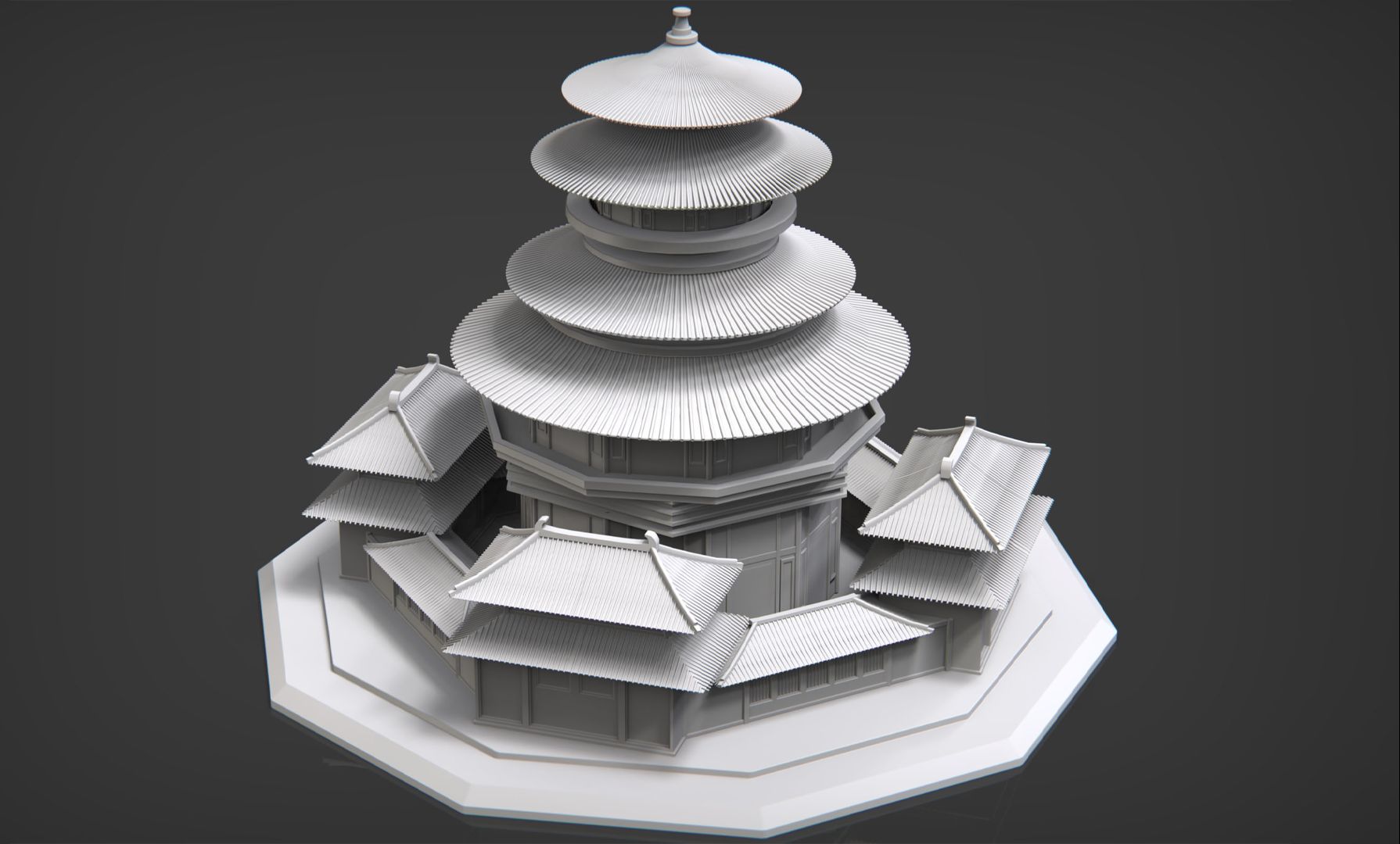 【3dmax建模】中国风古建筑场景,零基础建模案例讲解