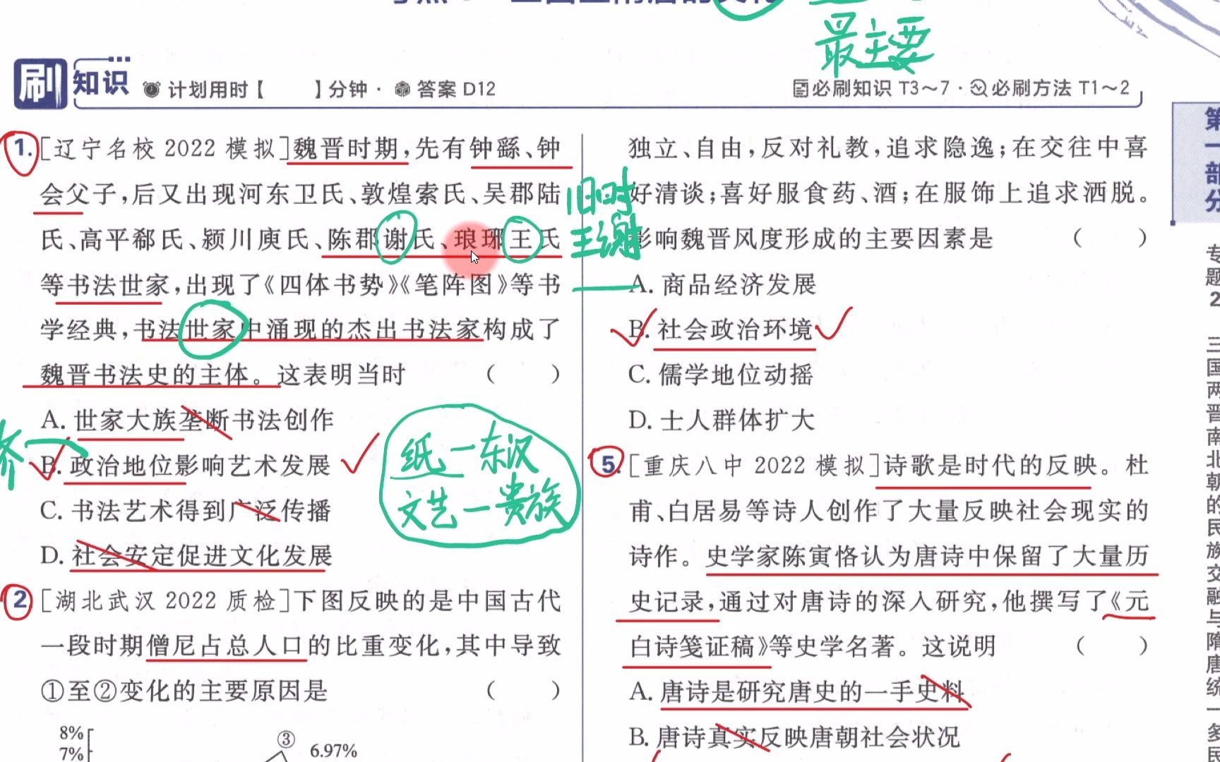 【2023历史必刷题】P19(1,2,3,5)三国至隋唐的文化(文化题多想政治经济的本质,九品中正制下的大规模皇族贵族残杀,选项一定要抠字眼)哔哩哔哩...