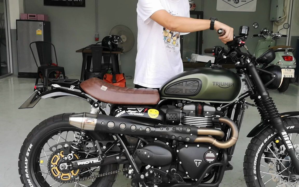 凯旋scrambler 900 zard排气全段震撼声浪