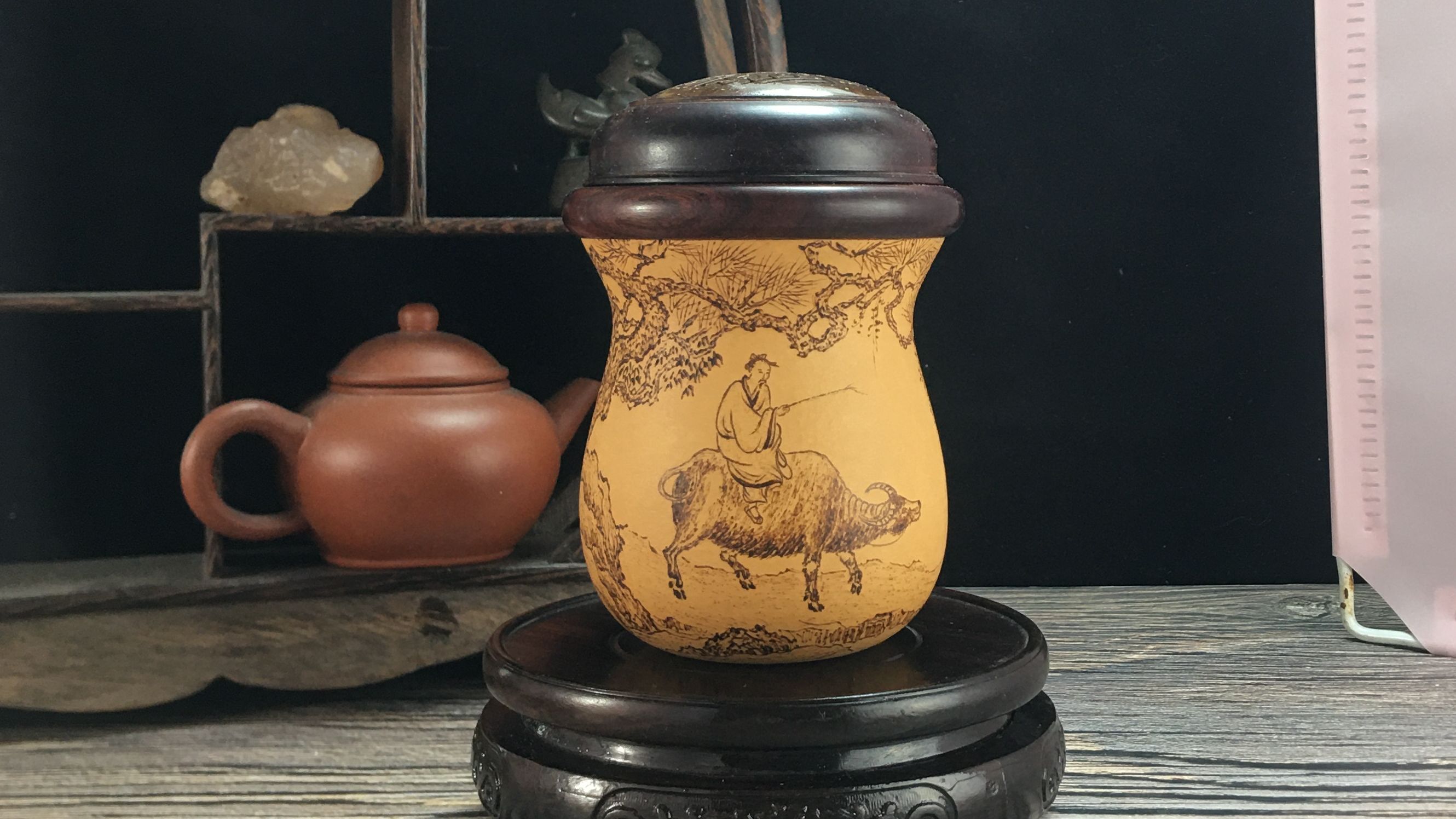 骑犊归来图 纯手工烙画烫花养虫蓄虫鸣虫具葫芦蝈蝈叫罐文玩把件