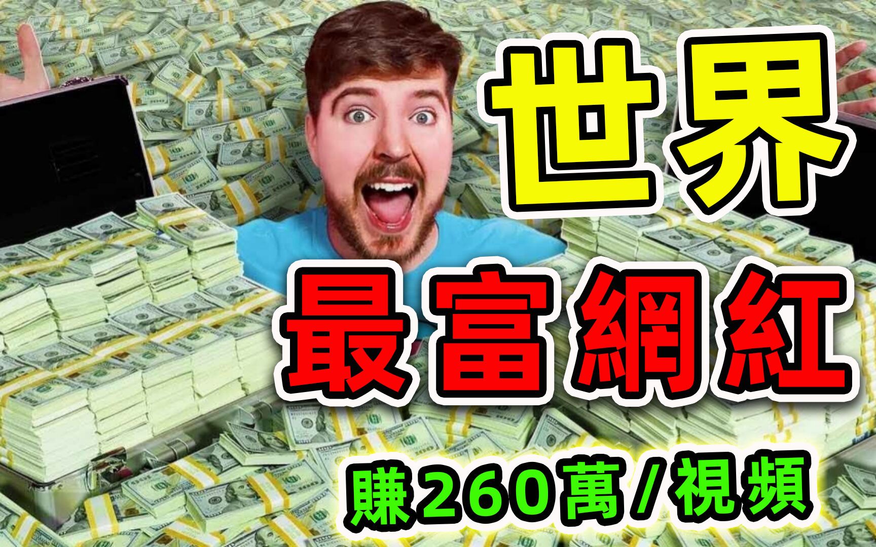 [图]全世界最有钱的10个网红！野兽先生只能排第四，第一名一个视频能赚260万。