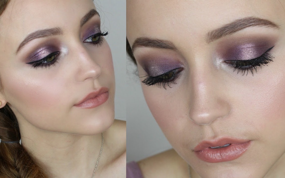 油管搬运kathleenlights全脸开架彩妆低价刷子打造温柔紫色妆容