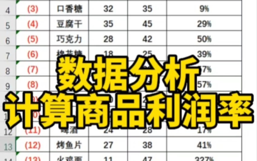 Excel计算商品利润率哔哩哔哩bilibili