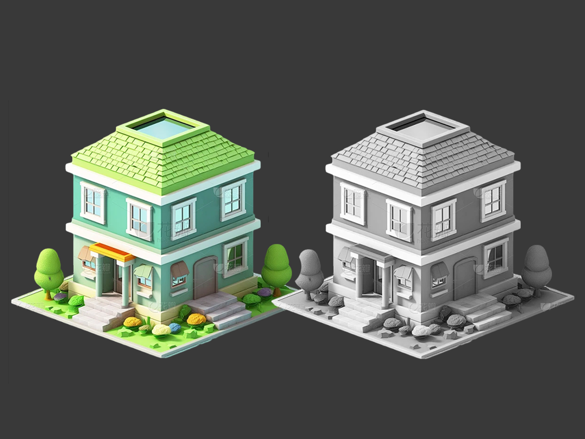 【maya场景建模】卡通别墅房子制作,适合0基础学习的场景案例