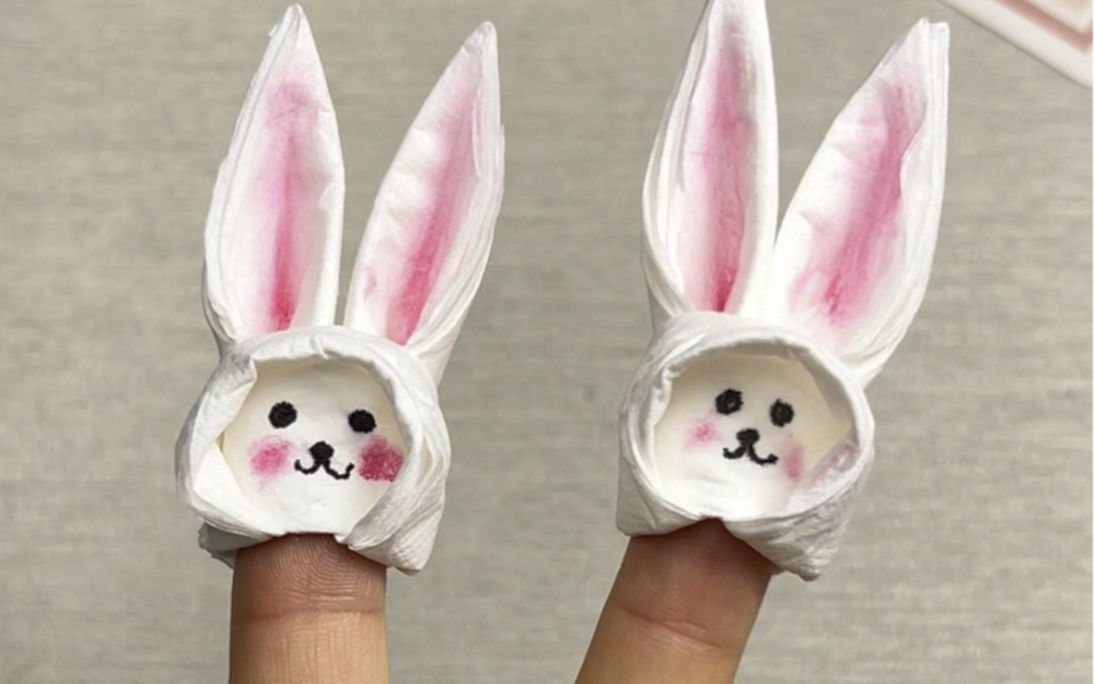 餐巾纸折小兔子图片