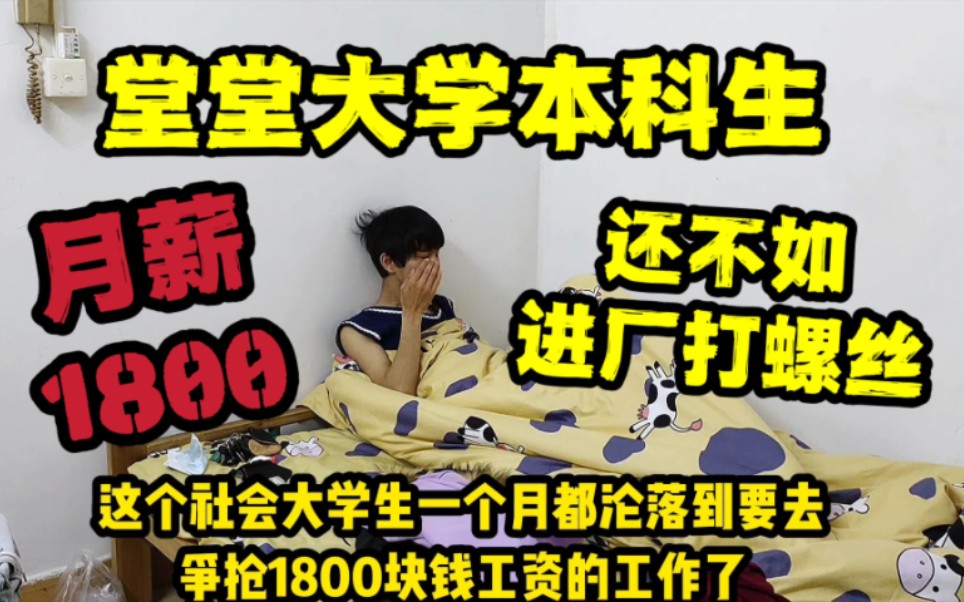 本科生一个月工资才1800,工厂打螺丝都有5000,这大学真是白读了哔哩哔哩bilibili