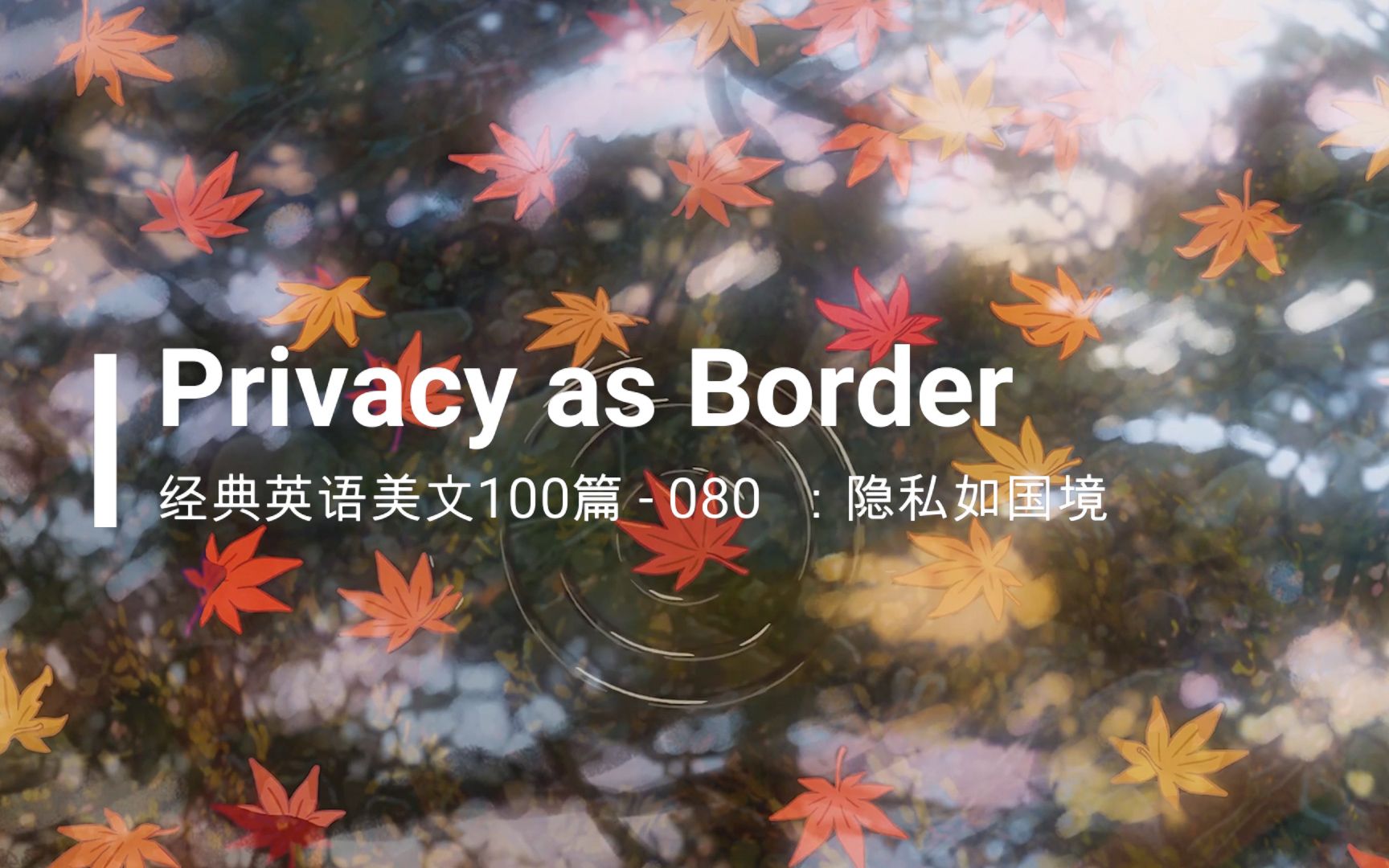 [图]经典英文美文100篇之080：Privacy as Border（隐私如国境）